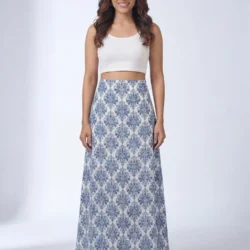 Indigo Damask Maxi Skirt
