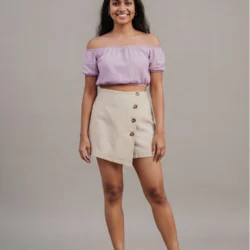 Oat Linen Button Skort