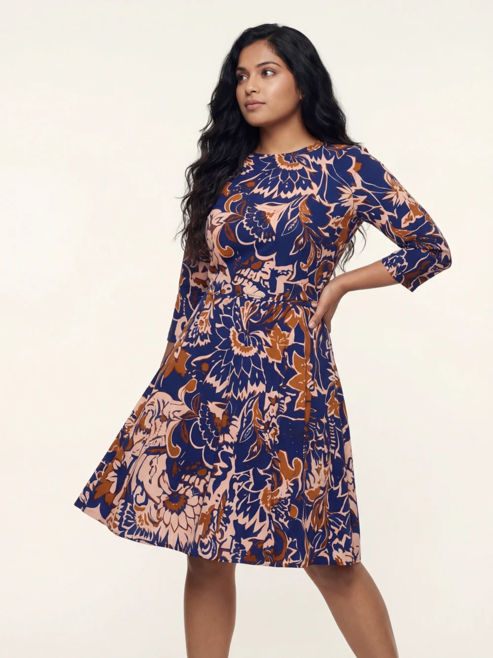 Printed Fit and Flare Dress