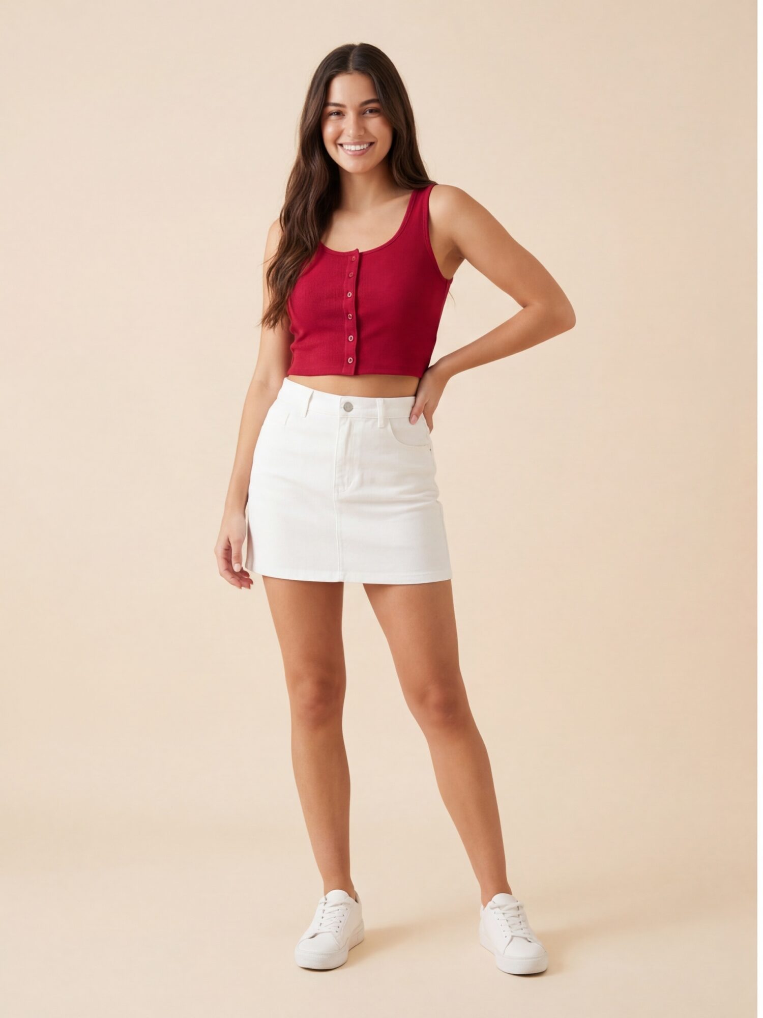 Cherry Button Crop Top