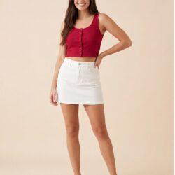 Cherry Button Crop Top